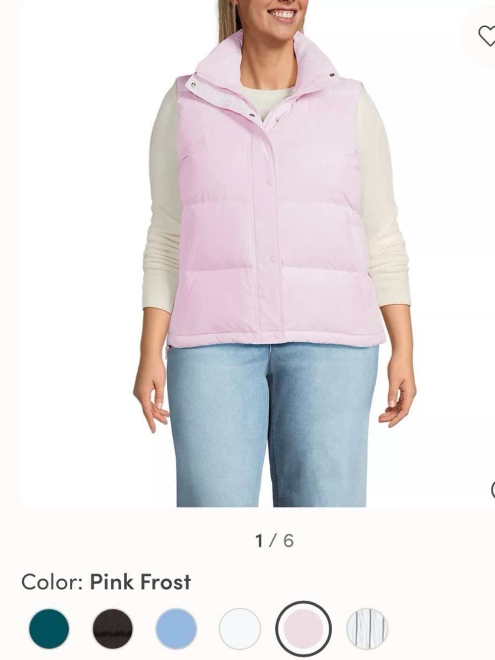 Lands' End Frost Pink Quilted Puffer Vest